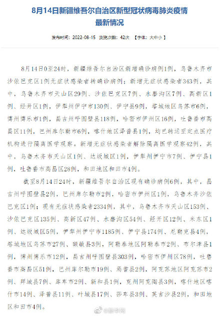 新疆最新疫情数据报告更新